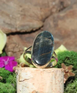 Blue Tiger Eye .925 Sterling Silver Ring Size 9