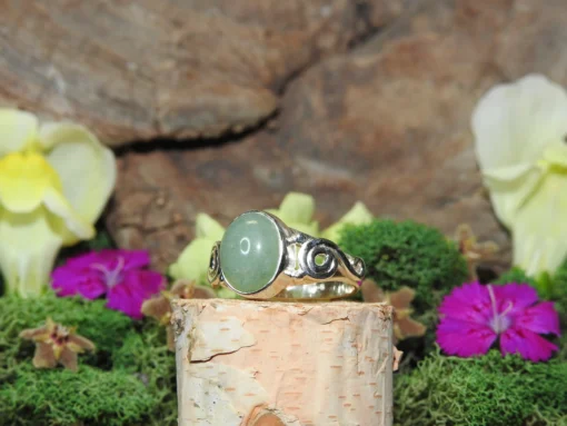 Green Aventurine .925 Sterling Silver Ring Size 6 - Image 3