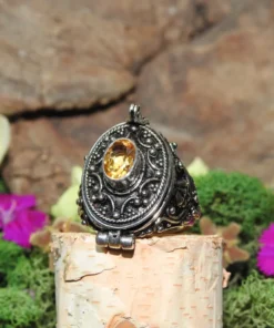 Citrine Poison Ring .925 Sterling Silver Ring Size 6