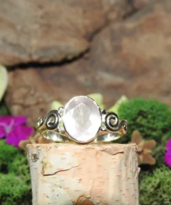 Rose Quartz .925 Sterling Silver Ring Size 10