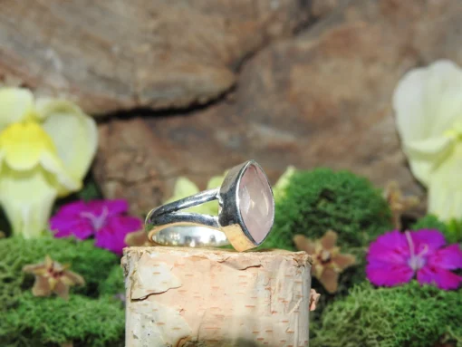 Rose Quartz .925 Sterling Silver Ring Size 5 - Image 2