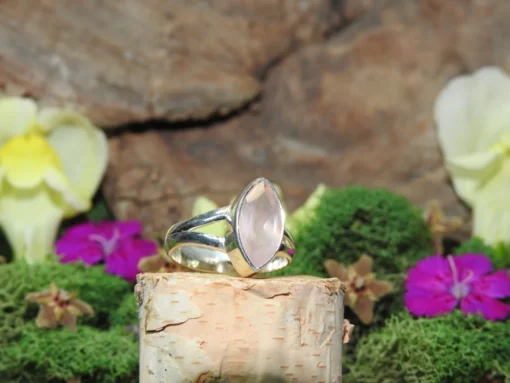 Rose Quartz .925 Sterling Silver Ring Size 5