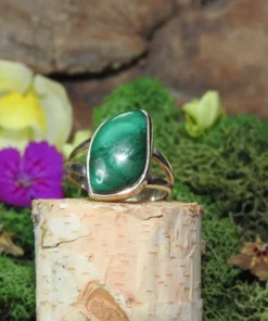 Malachite .925 Sterling Silver Ring Size 5