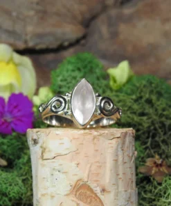 Rose Quartz .925 Sterling Silver Ring Size 9
