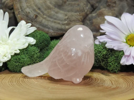 Rose Quartz Bird Carving