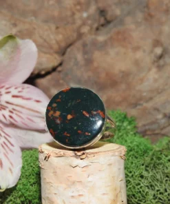 Bloodstone Sterling Silver Ring Size 9