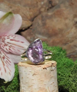 Raw Amethyst Sterling Silver Ring Size 9