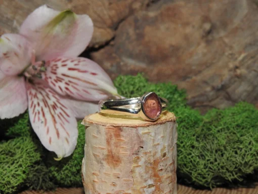 Watermelon Tourmaline Sterling Silver Ring Size 9 - Image 2