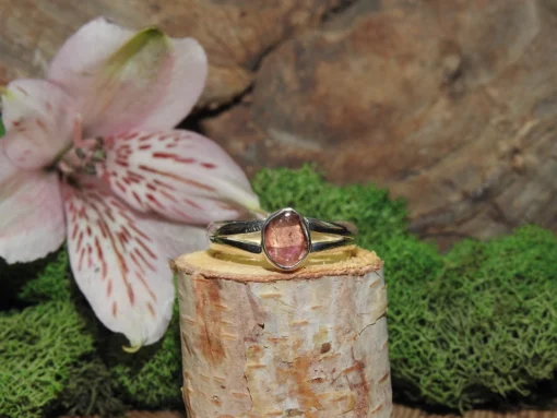 Watermelon Tourmaline Sterling Silver Ring Size 9