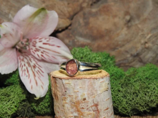 Watermelon Tourmaline Sterling Silver Ring Size 9 - Image 3