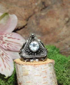 Blue Topaz Sterling Silver Poison Ring Size 6.5