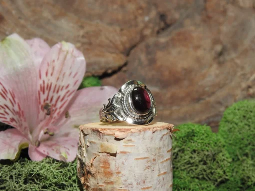 Garnet Sterling Silver Ring-Size 5 - Image 2