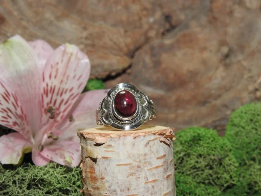 Garnet Sterling Silver Ring-Size 5