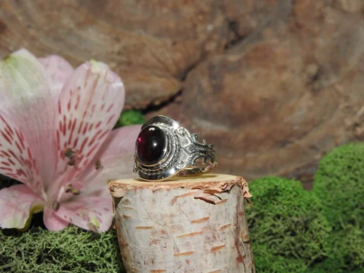 Garnet Sterling Silver Ring-Size 5 - Image 3