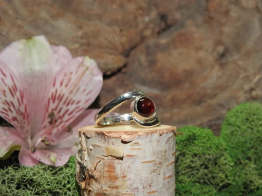 Garnet Sterling Silver Ring- Size 6 - Image 2