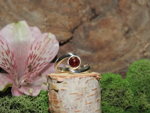 Garnet Sterling Silver Ring- Size 6