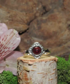 Garnet Sterling Silver Ring-Size 7