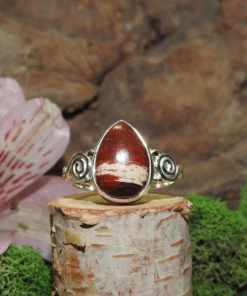 Red Jasper Sterling Silver Ring-Size 9