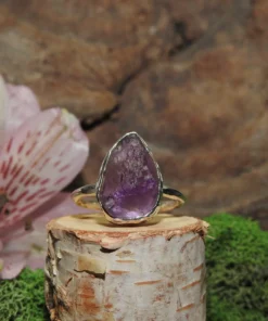 Raw Amethyst Sterling Silver Ring-Size 6