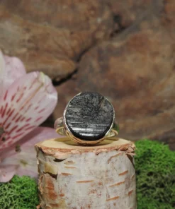 Black Tourmaline Sterling Silver Ring-Size 5