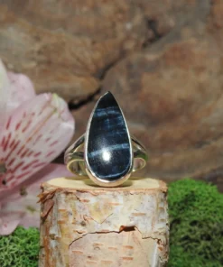 Blue Tiger Eye Sterling Silver Ring-Size 5