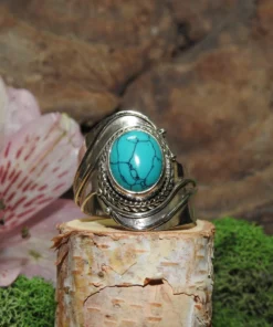 Dyed Howlite(Turquenite) Sterling Silver Ring-Size 8.5