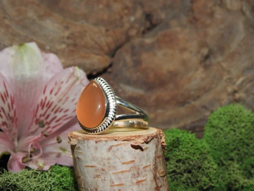 Peach Moonstone Sterling Silver Ring-Size 7 - Image 2