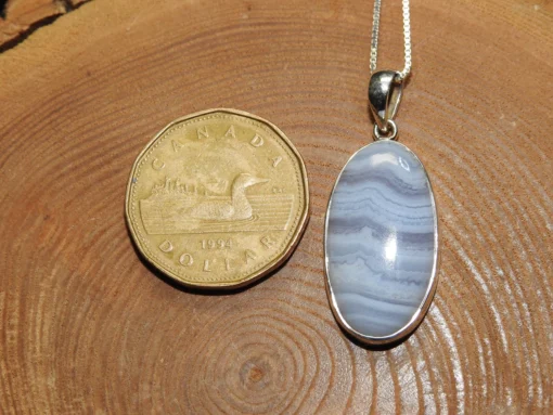 Blue Lace Agate .925 Sterling Silver Pendant - Image 3