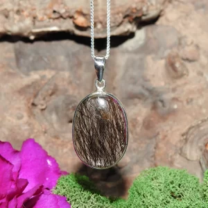 Tourmalinated Quartz .925 Sterling Silver Pendant