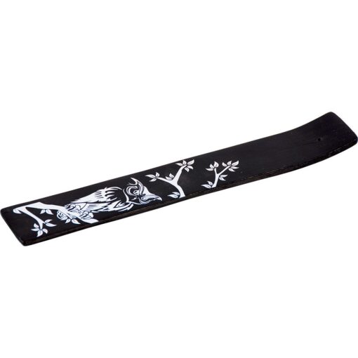 Wood-Painted Black Owl Incense Holder
