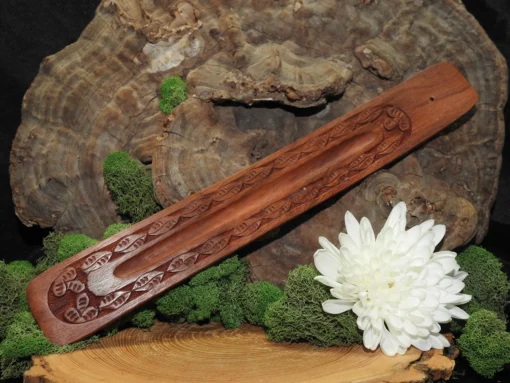 Carved Wooden Leaves Incense Holder