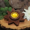 Round Wooden Lotus Incense Burner