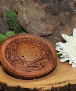 Round Wooden Flower Incense Burner