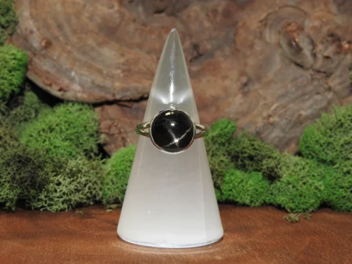 Black Star Sapphire Sterling Silver Ring-Size 10