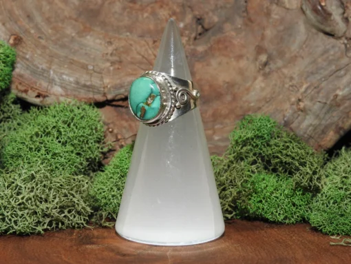 Tibetan Turquoise Sterling Silver Ring-Size 6 - Image 2