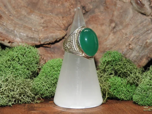 Green Onyx Sterling Silver Ring-Size 7 - Image 2