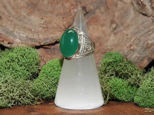 Green Onyx Sterling Silver Ring-Size 7 - Image 3