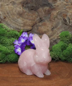 Rose Quartz Rabbit Carving