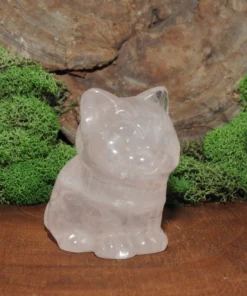 Rose Quartz Cat Carving