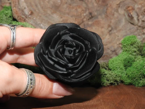 Black Obsidian Rose Carving - Image 3