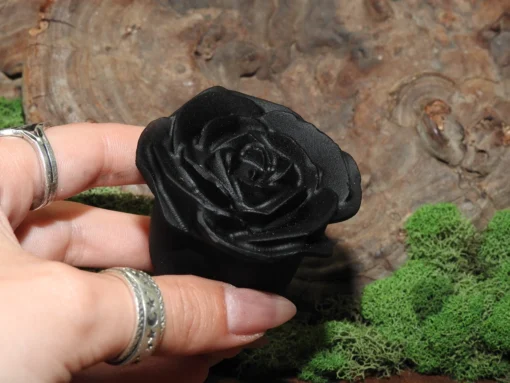 Black Obsidian Rose Carving