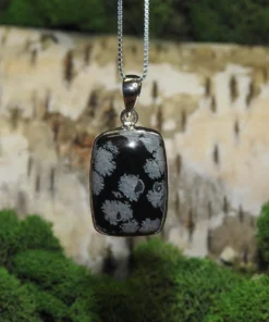 Snowflake Obsidian .925 Silver Pendant