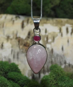 Morganite/Ruby .925 Silver Pendant