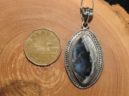 Dendritic Opal (Merlinite) .925 Silver Pendant - Image 4