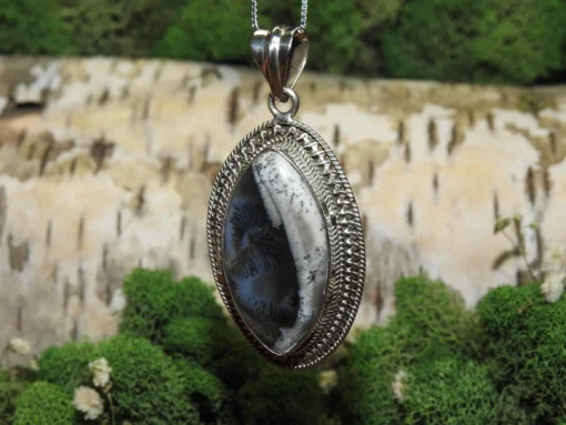 Dendritic Opal (Merlinite) .925 Silver Pendant - Image 2