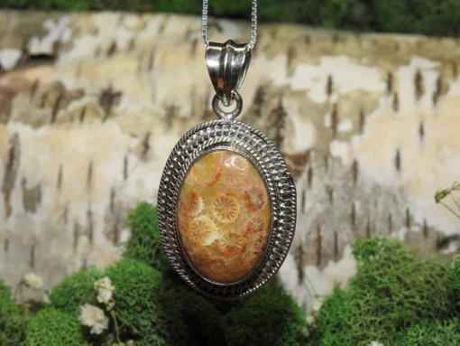 Fossilized Petoskey Coral .925 Silver Pendant
