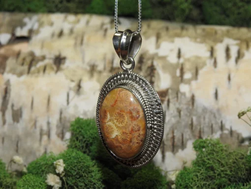 Fossilized Petoskey Coral .925 Silver Pendant - Image 2