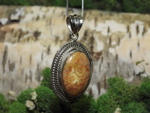 Fossilized Petoskey Coral .925 Silver Pendant - Image 3