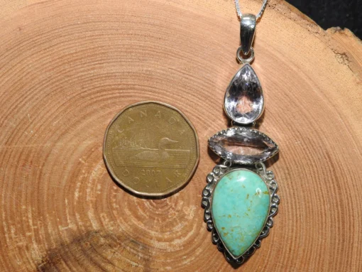 Turquoise & Amethyst .925 Silver Pendant - Image 4