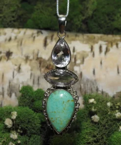 Turquoise & Amethyst .925 Silver Pendant